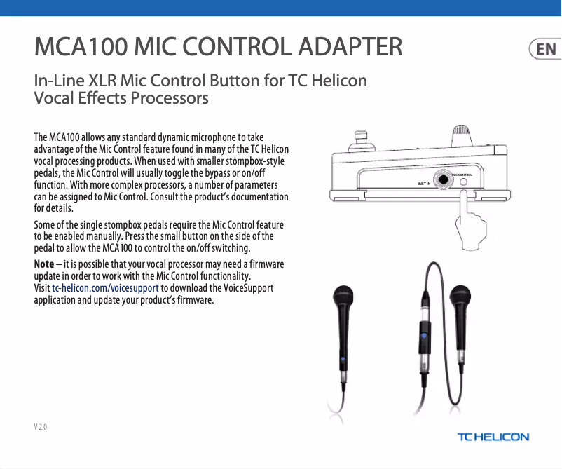 Page n°1 - Guide de démarrage rapide TC Helicon MCA100