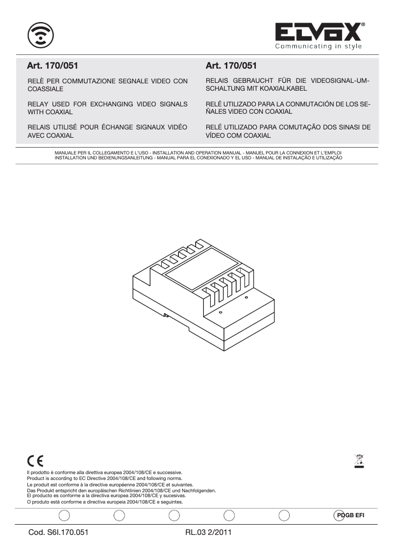 Page n°1 - Manuel utilisateur Vimar ELVOX 0170/051