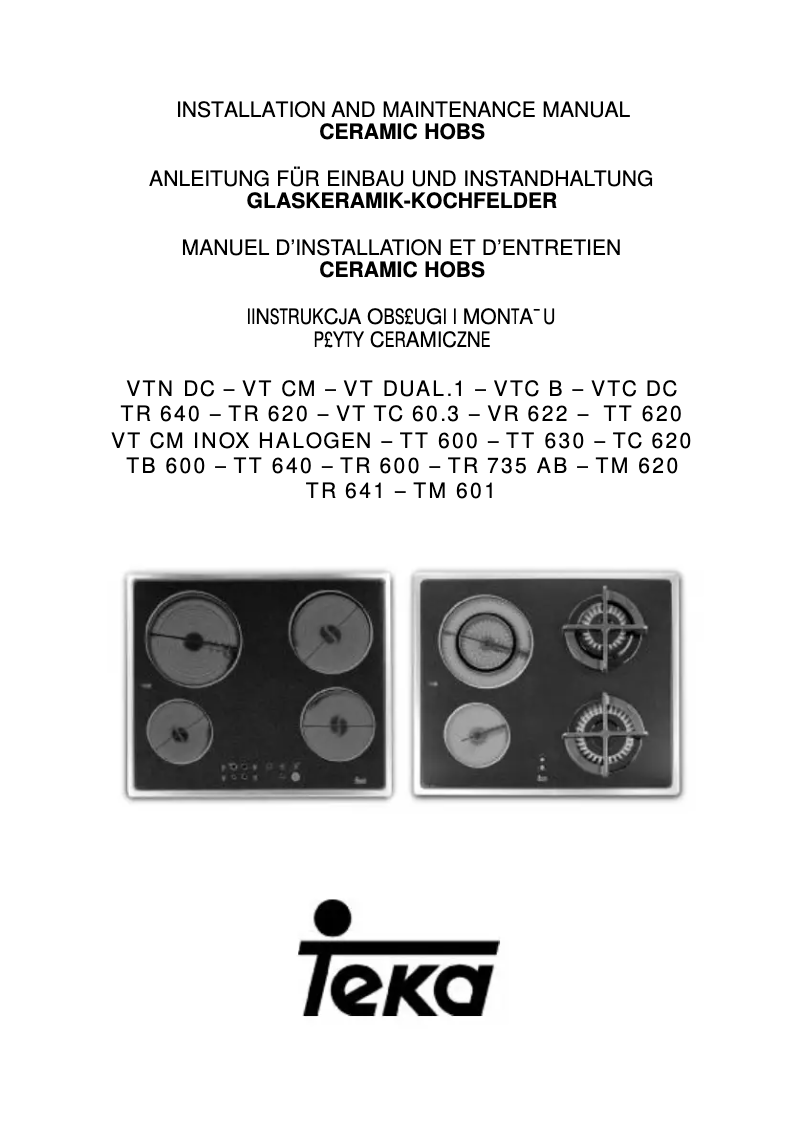 Page 1 de la notice Manuel utilisateur Teka TB 600