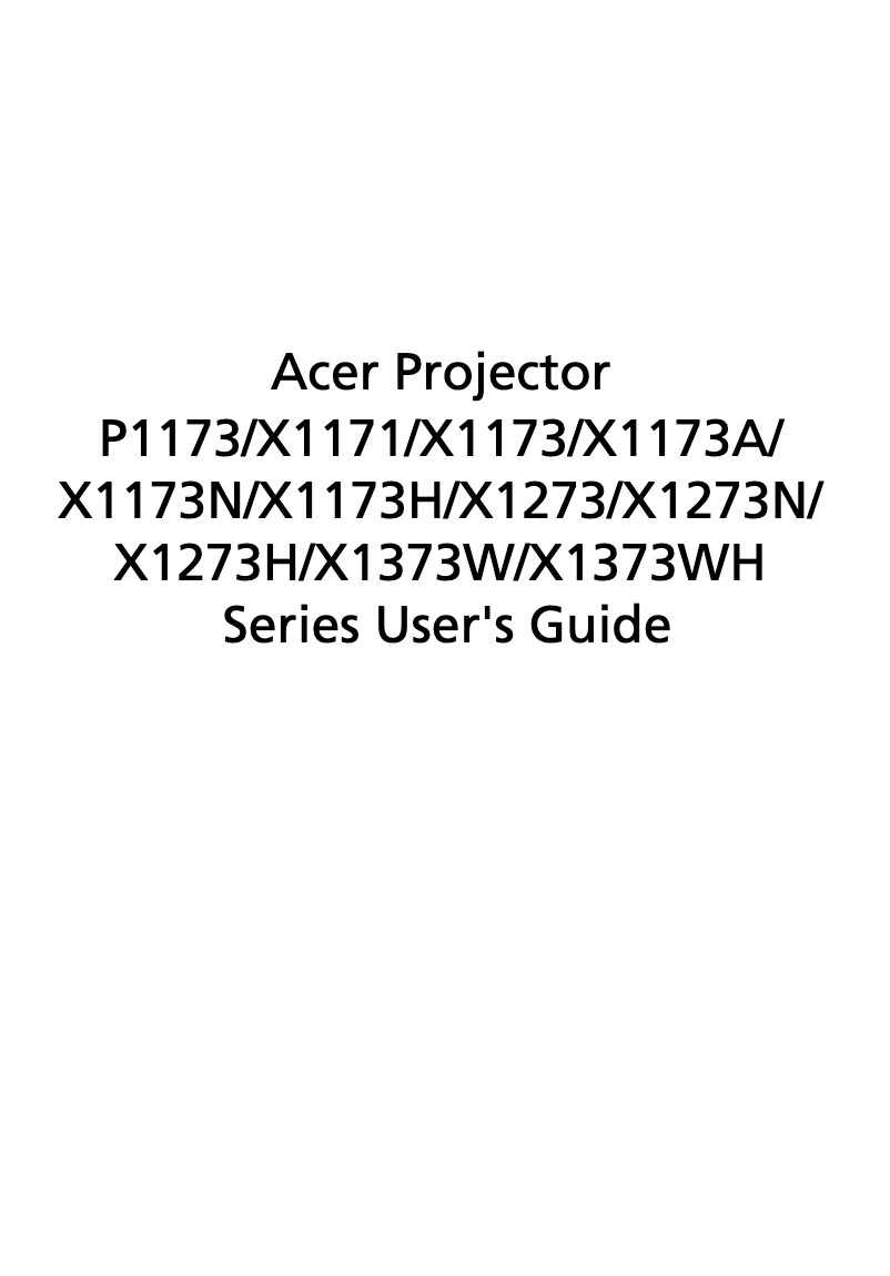 Page n°1 - Manuel utilisateur Acer P1173