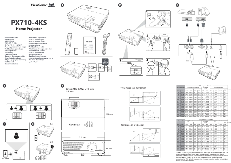 Page 1 de la notice Guide de démarrage rapide Viewsonic PX710-4KS