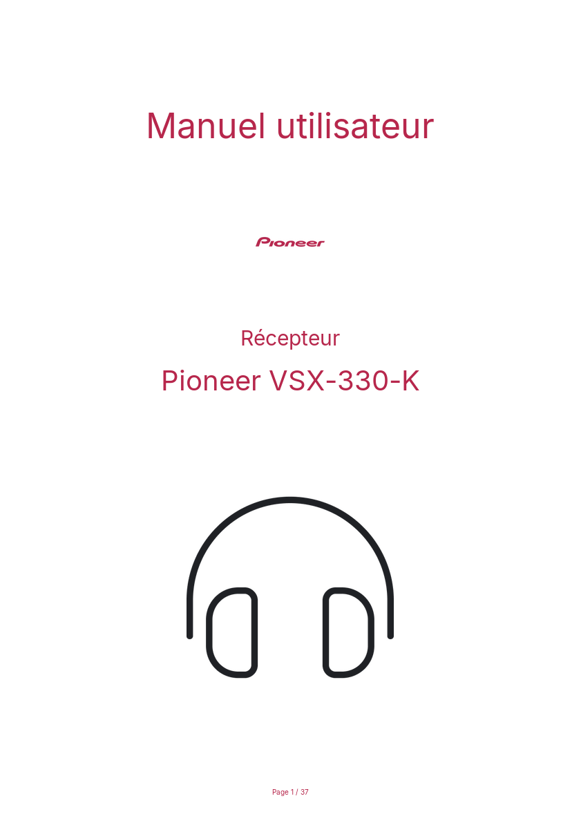 Image de la première page du manuel de l'appareil VSX-330-K