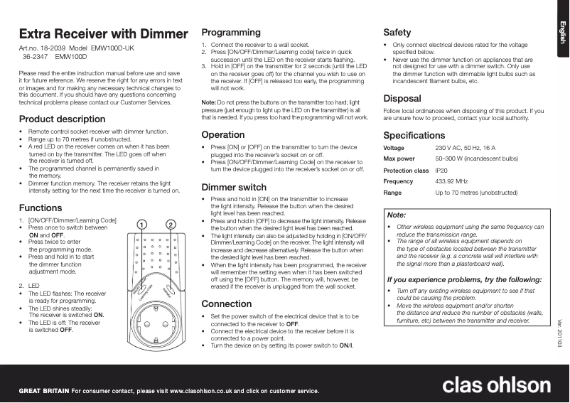Page n°1 - Manuel utilisateur GAO EMW100D