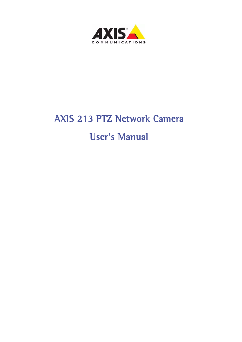 Page 1 de la notice Manuel utilisateur Axis 213