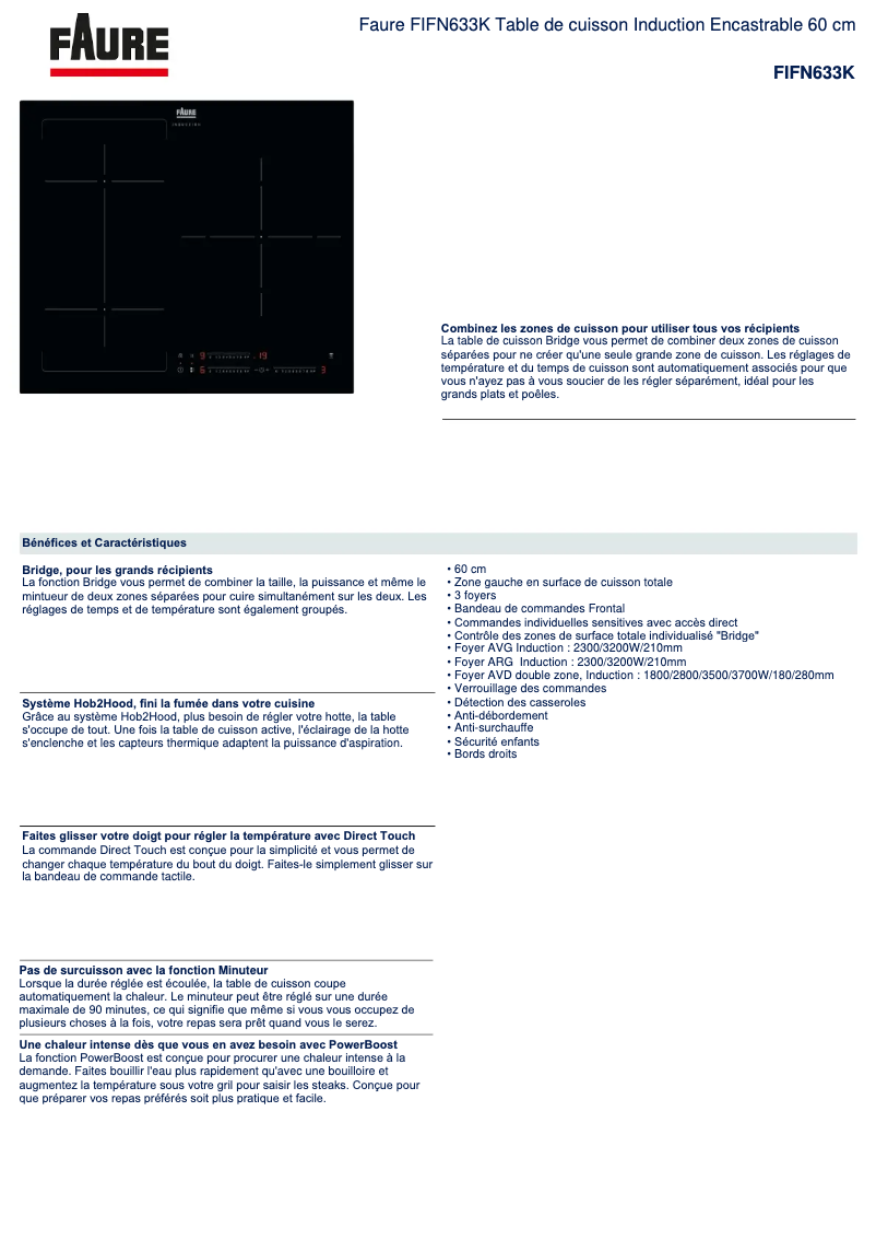 Page n°1 - Fiche technique Faure FIFN633K