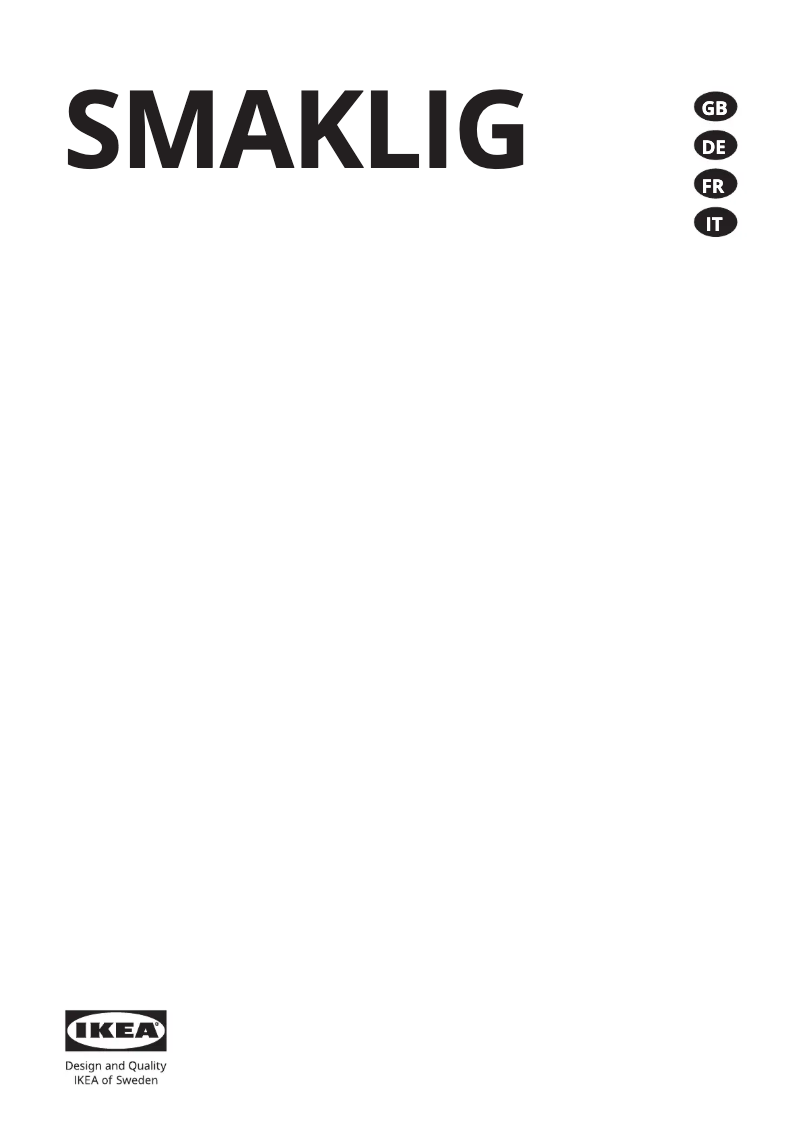 Page 1 de la notice Manuel utilisateur Ikea SMAKLIG 504.678.83