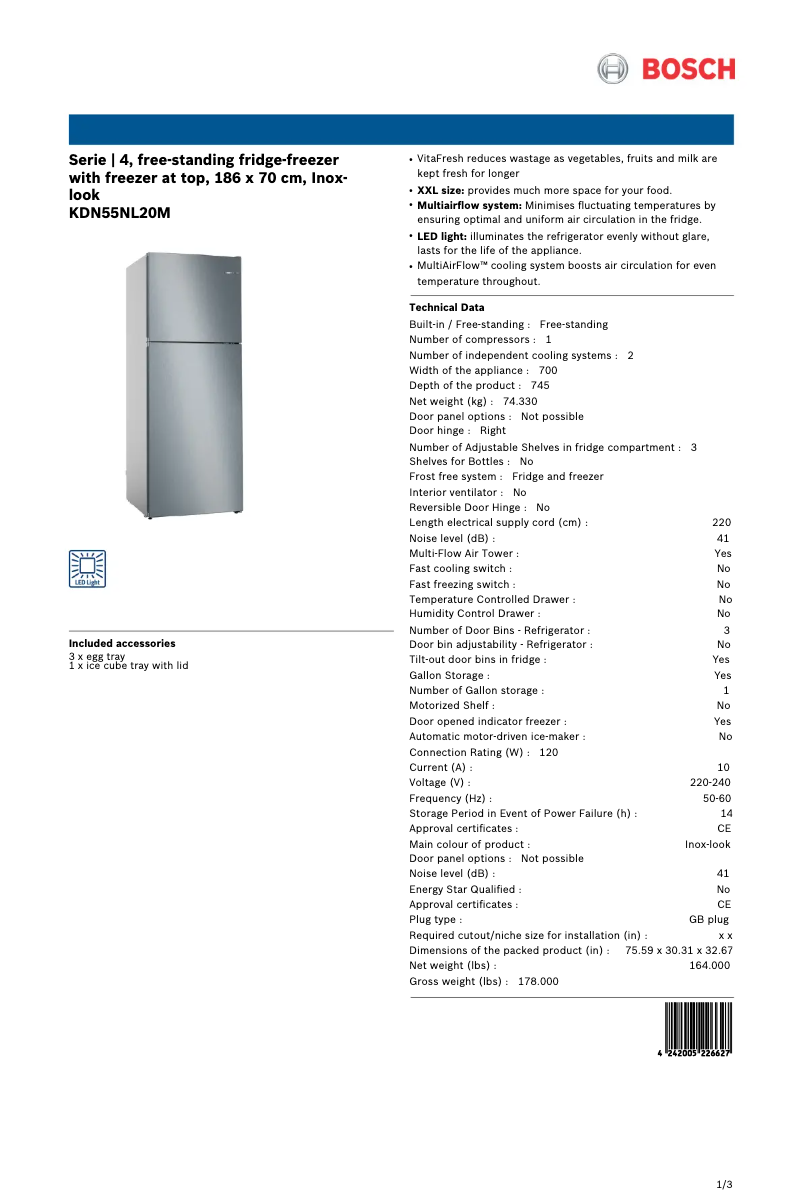 Image de la première page du manuel de l'appareil KDN55NL20M