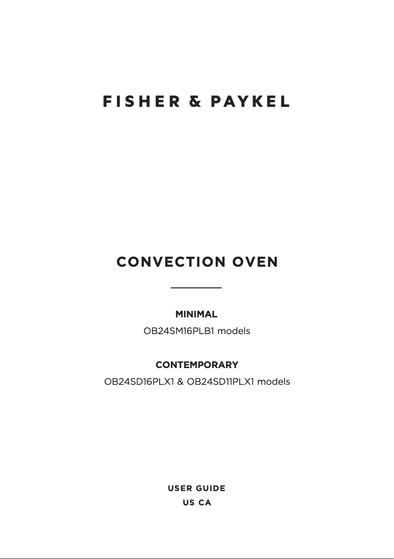 Page n°1 - Manuel utilisateur Fisher & Paykel OB24SM16PLB1