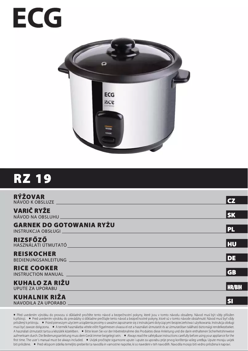 Image de la première page du manuel de l'appareil RZ 19