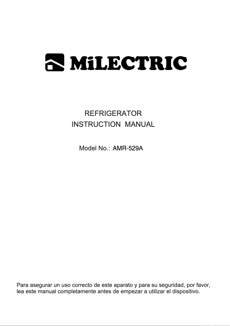 Page 1 of the manual User Manual Milectric AMR-529A