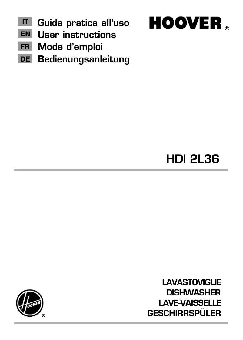 Page n°1 - Manuel utilisateur Hoover HDI 2L36