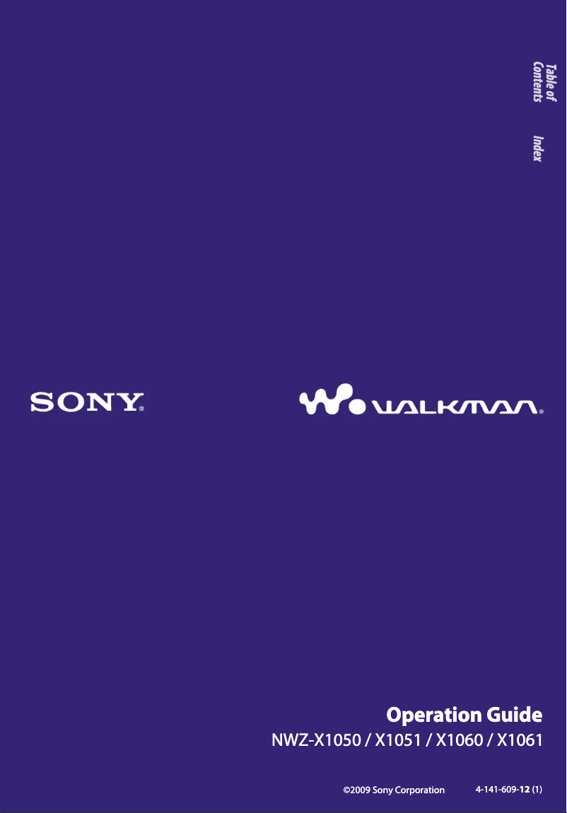 Page n°1 - Manuel utilisateur Sony Walkman NWZ-X1051