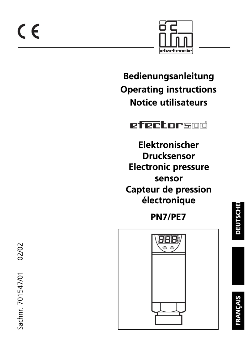 Page n°1 - Manuel utilisateur IFM PE7026