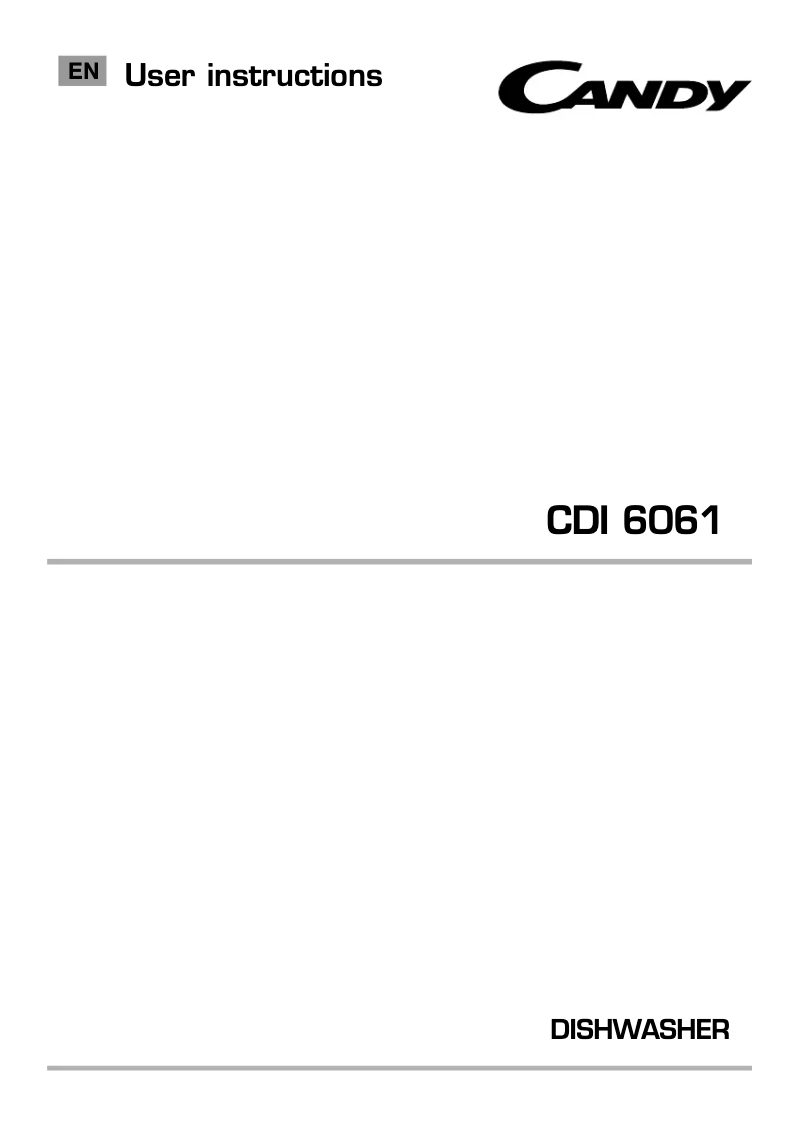 Page n°1 - Manuel utilisateur Candy CDI 6061-80