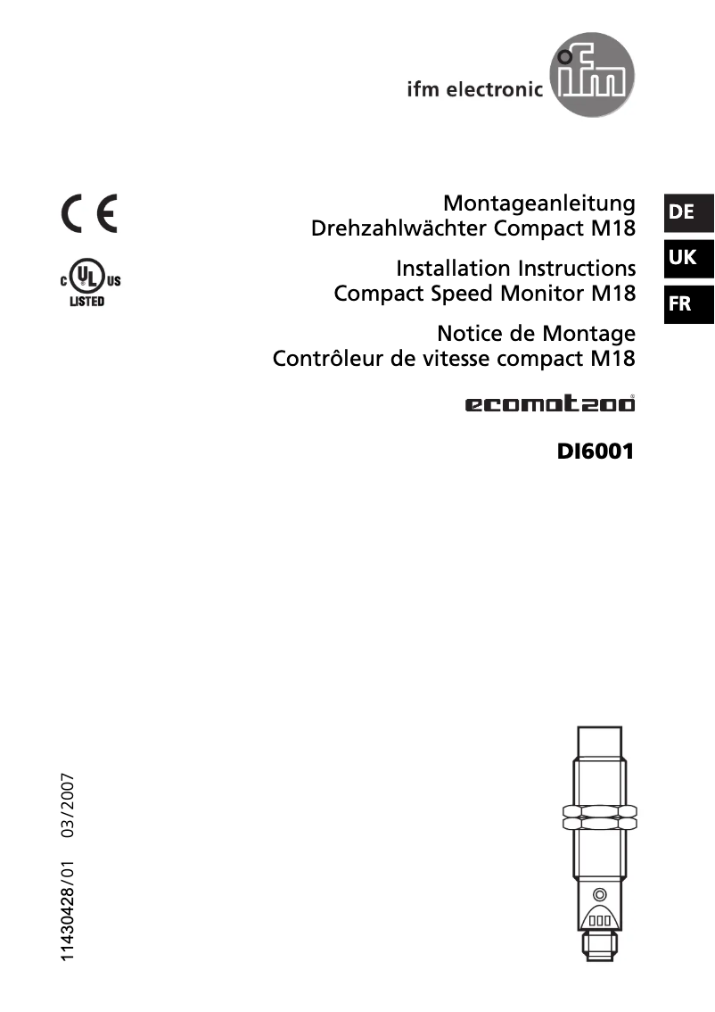 Page n°1 - Manuel utilisateur IFM DI6001