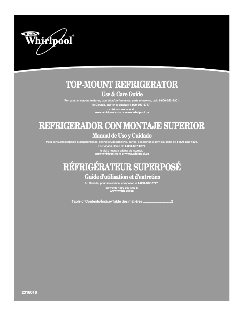 Page 1 de la notice Manuel utilisateur Whirlpool W6RXNGFWS