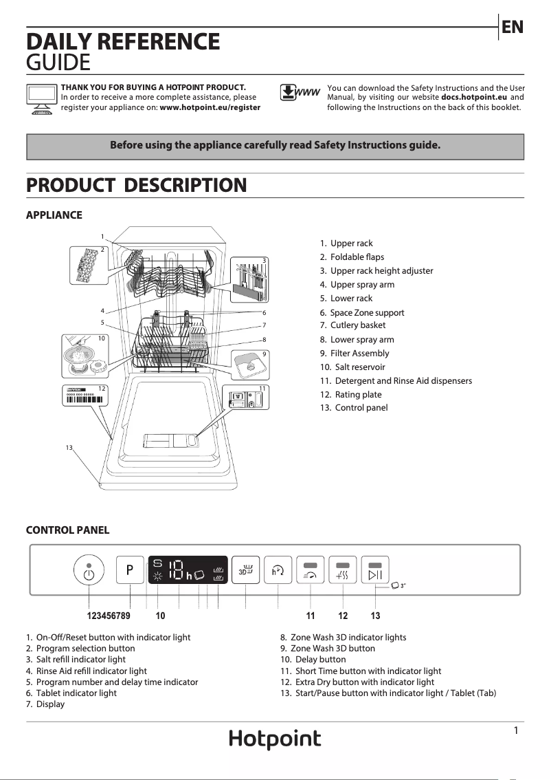 Page n°1 - Manuel utilisateur Hotpoint HSIO 3T223 WCE UK N