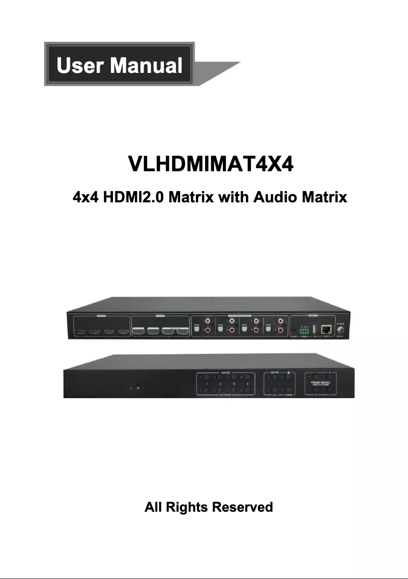 Page 1 de la notice Manuel utilisateur Vivolink VLHDMIMAT4X4