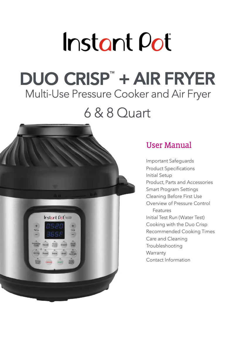 Image de la première page du manuel de l'appareil Pot Duo Crisp