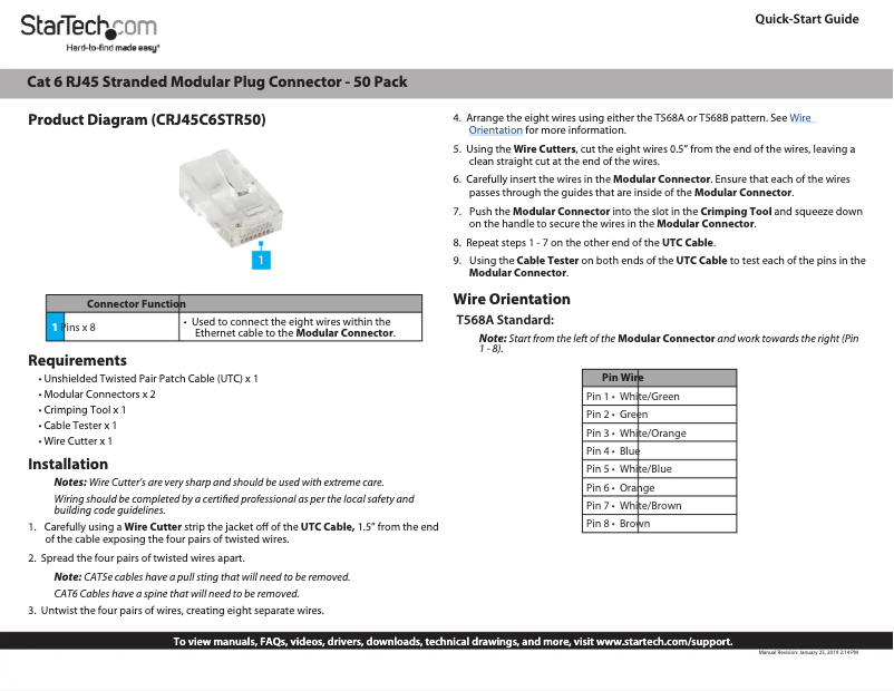 Image de la première page du manuel de l'appareil CRJ45C6STR50