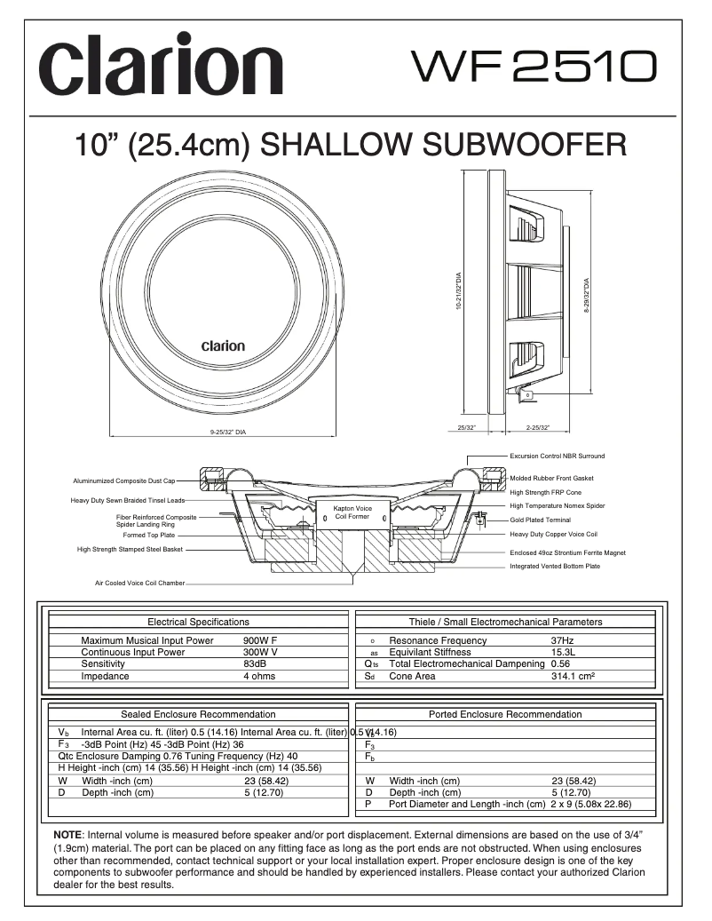Page 1 de la notice Manuel utilisateur Clarion WF2510