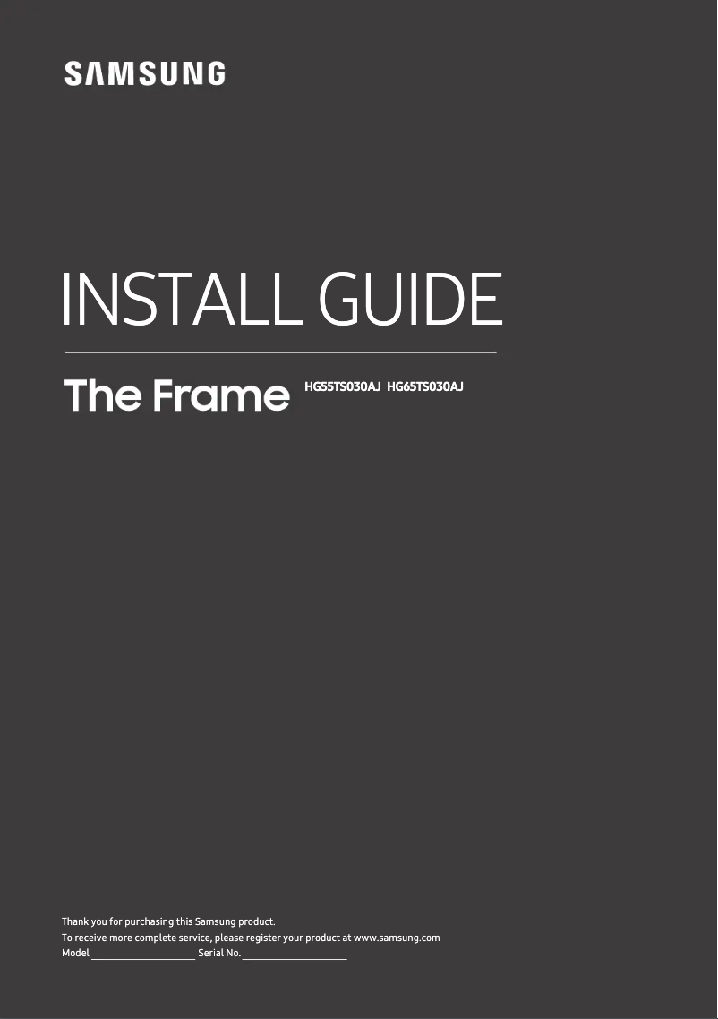 Page 1 de la notice Guide d'installation Samsung HG65TS030AJ