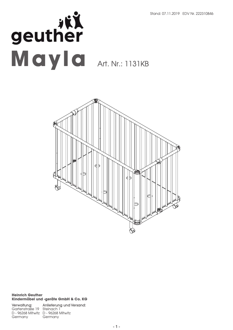 Page 1 de la notice Manuel utilisateur Geuther Mayla