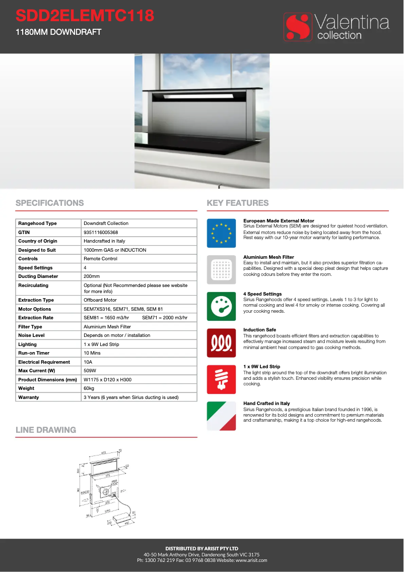 Page 1 de la notice Fiche technique Sirius SDD2ELEMTC118