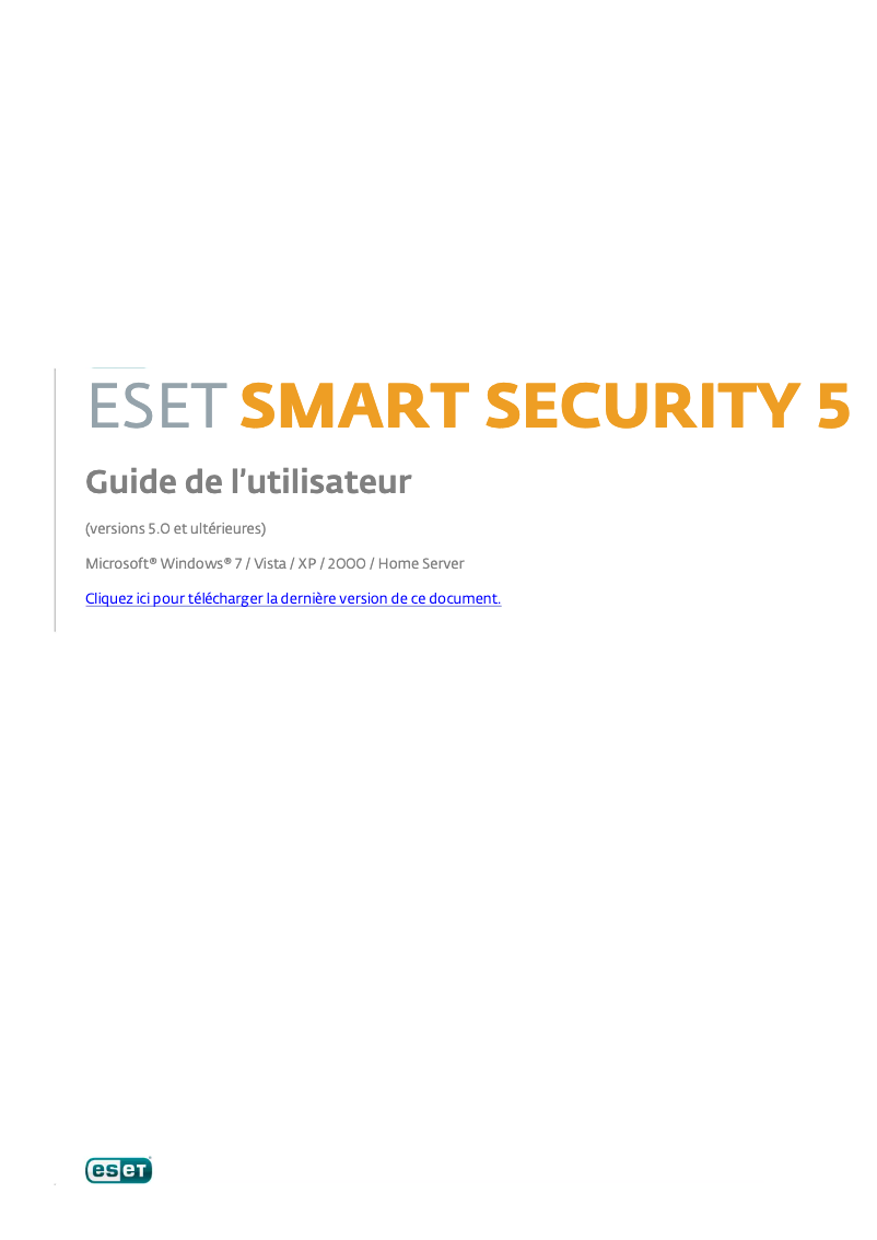 Page n°1 - Manuel utilisateur ESET Smart Security 5