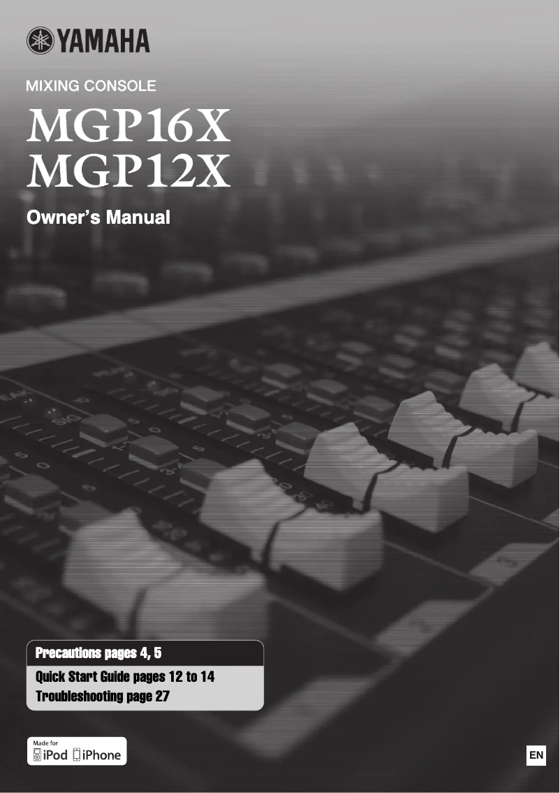 Page n°1 - Manuel utilisateur Yamaha MGP12X
