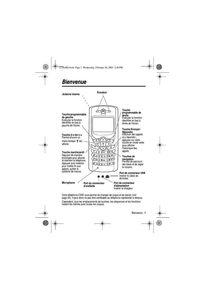 Image de la première page du manuel de l'appareil C350