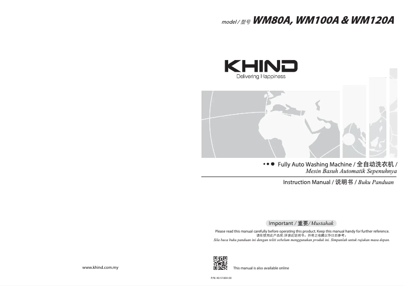 Page n°1 - Manuel utilisateur Khind WM100A