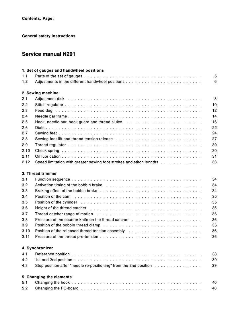 Page 1 of the manual User Manual Dürkopp Adler N291
