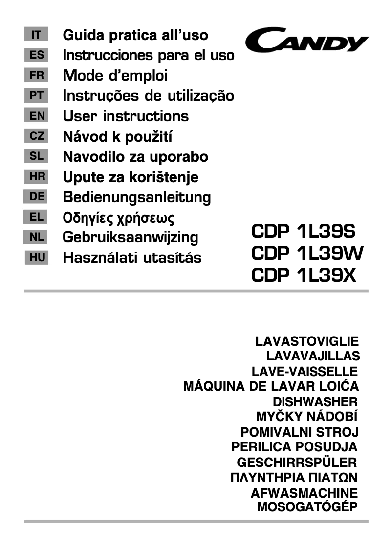 Page 1 de la notice Manuel utilisateur Candy CDP 1L39S