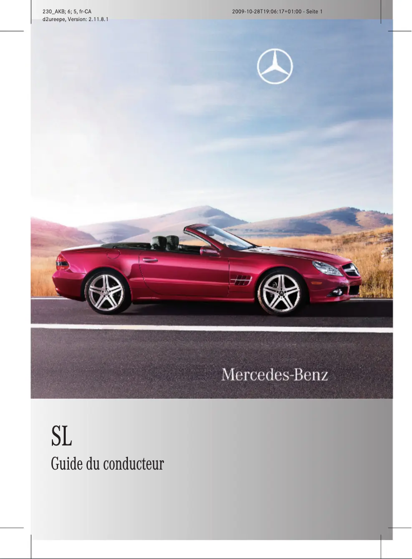 Image de la première page du manuel de l'appareil SL-Class Coupe (2012)
