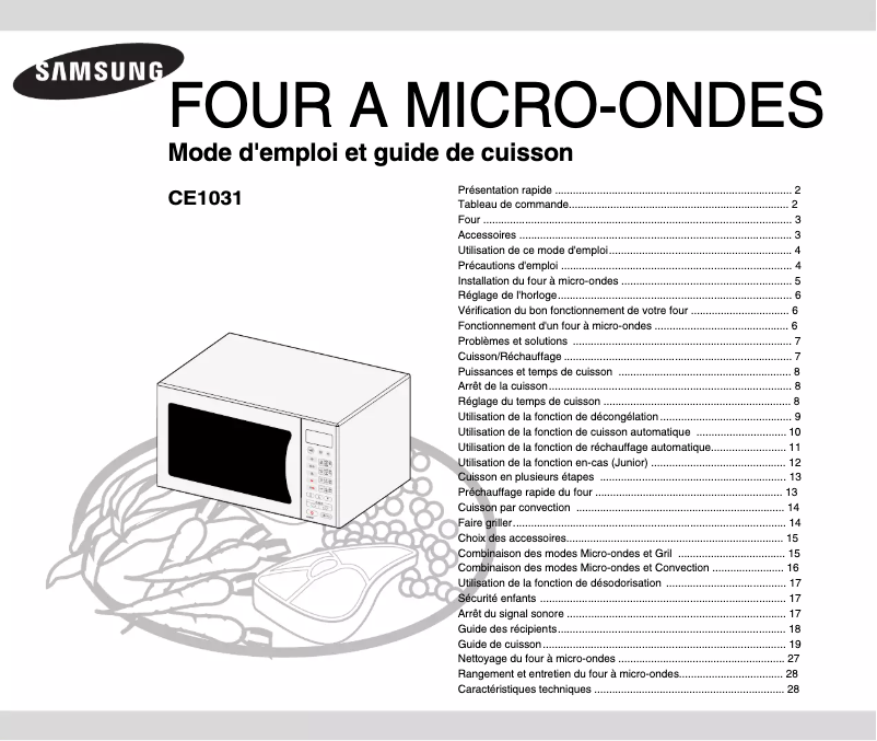 Page n°1 - Manuel utilisateur Samsung CE1031