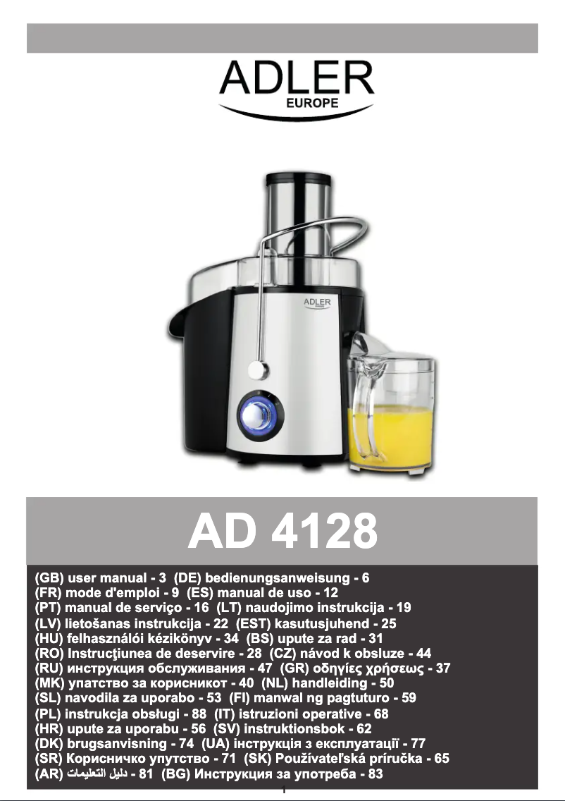 Page n°1 - Manuel utilisateur Adler AD 4128