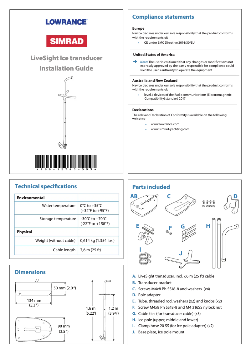 Página 1 del manual Manual de usuario Simrad LiveSight Ice Transducer