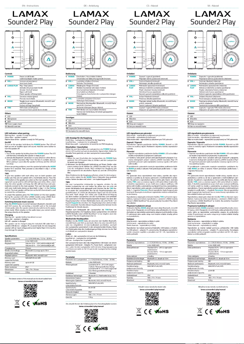 Page 1 de la notice Manuel utilisateur Lamax Sounder2 Play