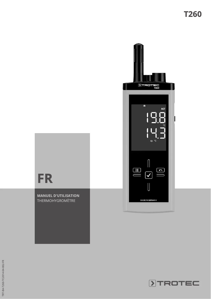 Page n°1 - Manuel utilisateur Trotec T260
