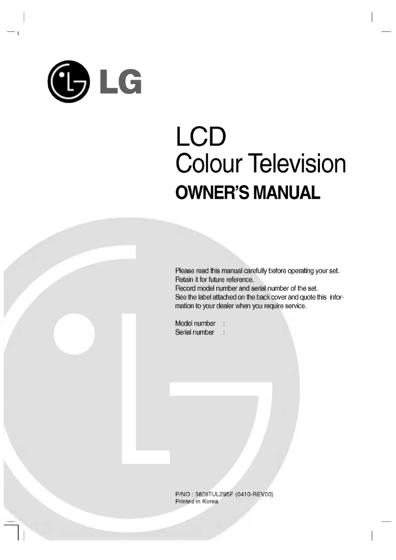 Page n°1 - Manuel utilisateur LG RZ-27LZ50