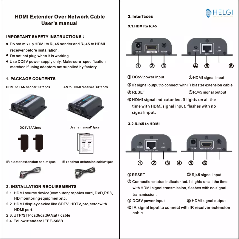 Page n°1 - Manuel utilisateur HELGI HLG0372A