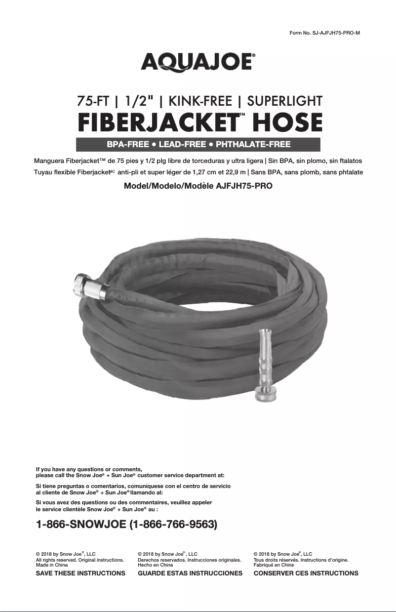Página 1 del manual Manual de usuario Aqua Joe AJFJH75-PRO-RM