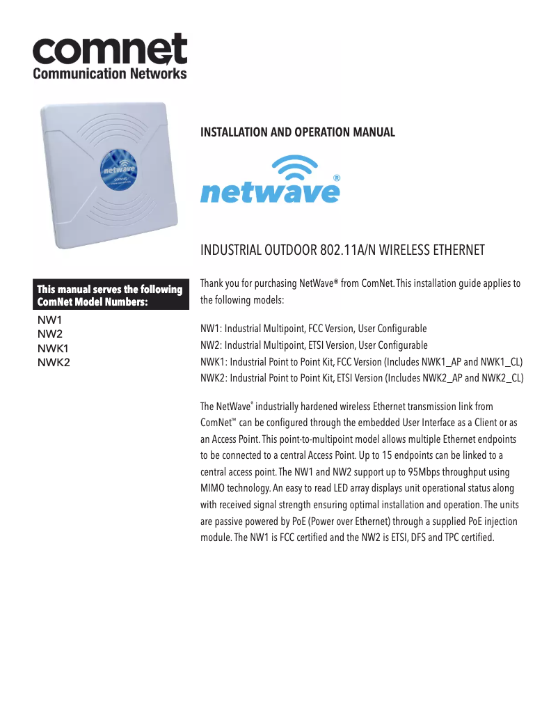 Image de la première page du manuel de l'appareil NetWave NW1
