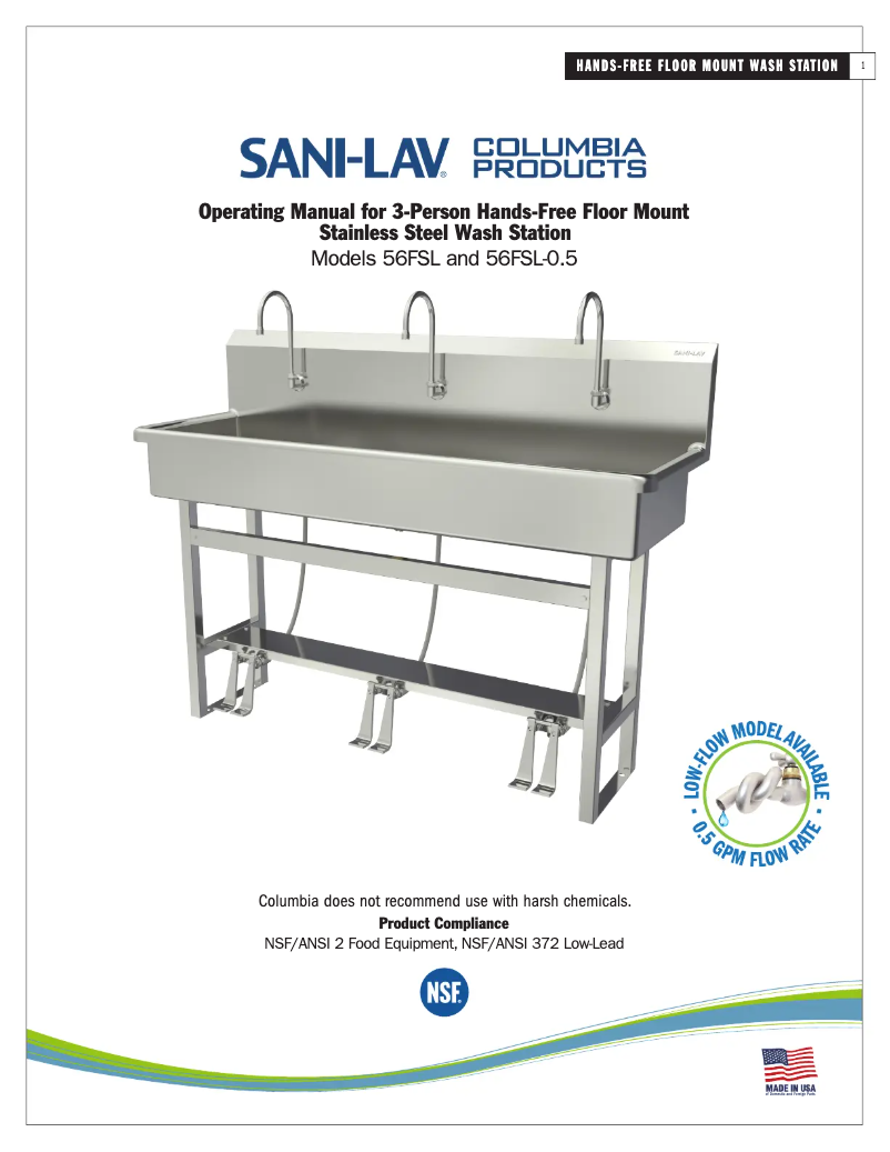 Page n°1 - Manuel utilisateur Sani-Lav 56FSL