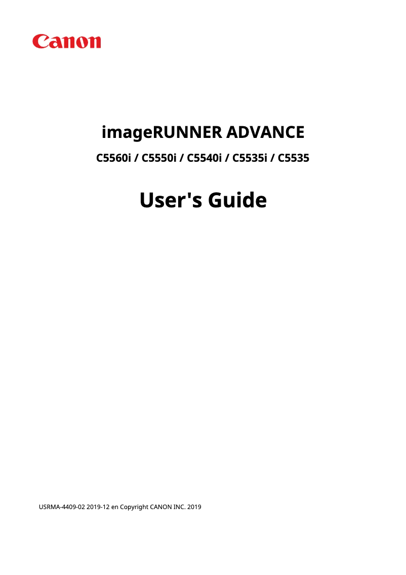 Page n°1 - Manuel utilisateur Canon imageRUNNER ADVANCE C5560i ES