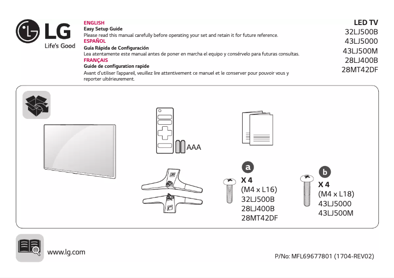 Page 1 de la notice Manuel utilisateur LG 43LJ5000