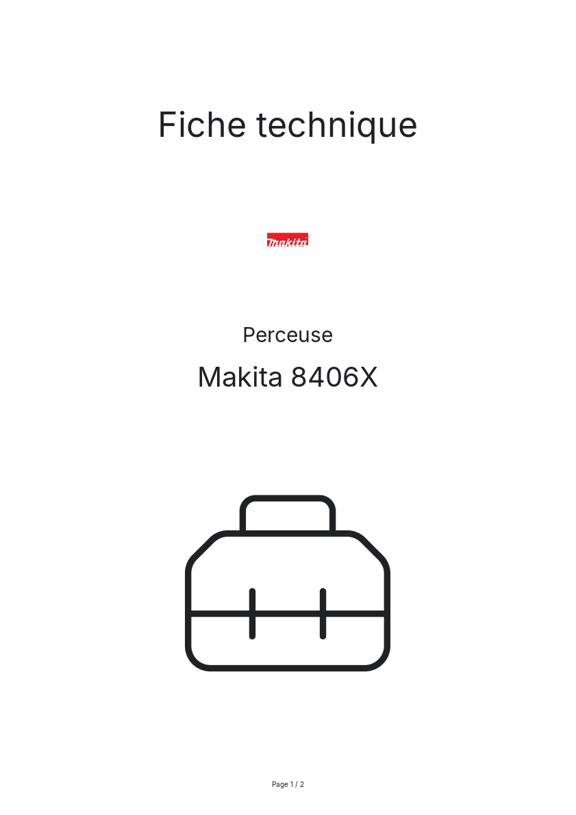 Page n°1 - Fiche technique Makita 8406X