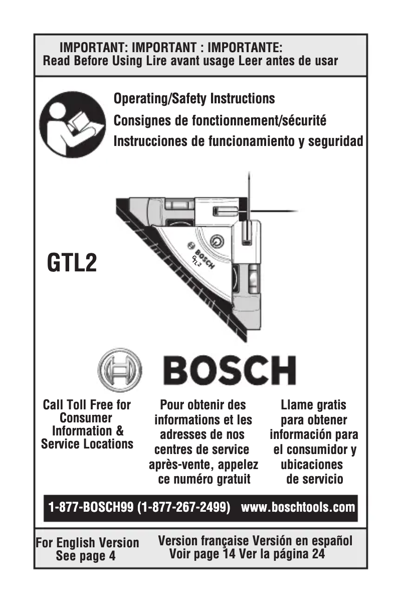Page 1 de la notice Manuel utilisateur Bosch GTL2