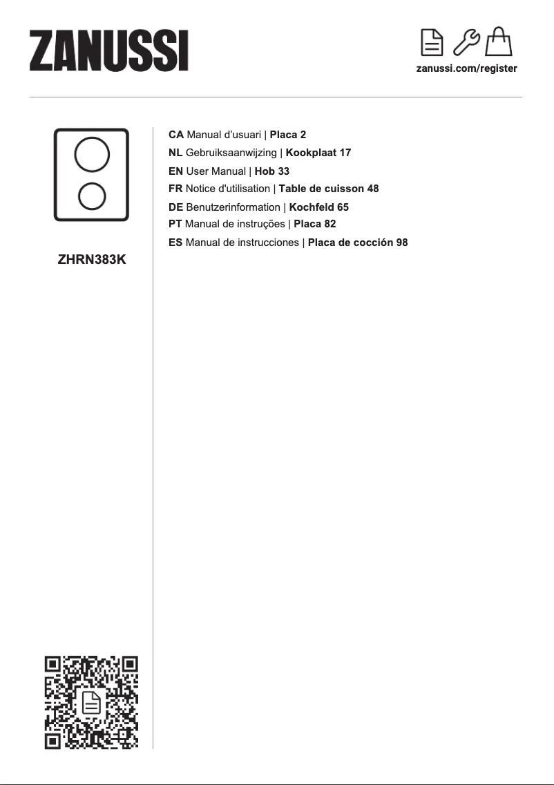Page n°1 - Manuel utilisateur Zanussi ZHRN383K